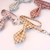 Pet Bow Tie Collar for Cats and Small Dogs, Plaid Gentleman Style Neckwear Accessory