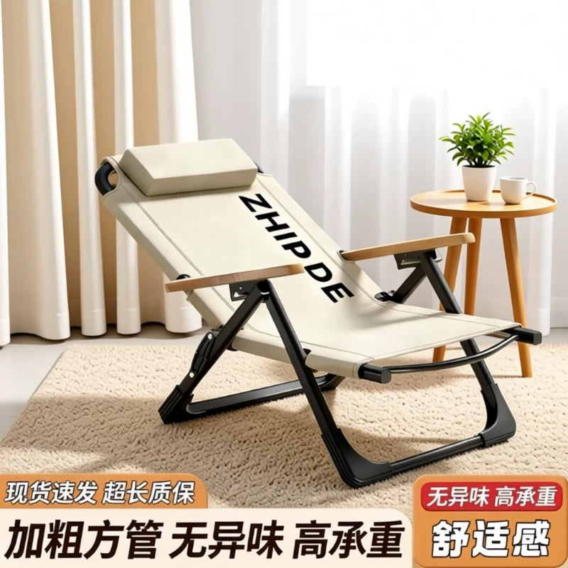Folding Recliner Chair with Adjustable Backrest and Armrests for Outdoor and Indoor Use