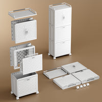 Foldable Laundry Hamper with Storage Shelves, Multi-layer Plastic Organizer for Bathroom and Laundry Room
