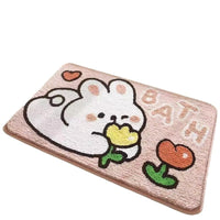 Cute Cartoon Absorbent Bathroom Mat for Home, Bedroom, Toilet - Faux Cashmere Foot Mat