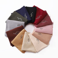 Mercerized Cotton Jersey Scarf with Rhinestone Leaf Pattern