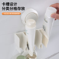 No-Drill Suction Cup Wall-Mounted Toothpaste Facial Cleanser Holder