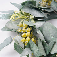 Artificial Pomegranate Berry Eucalyptus Leaf Wreath for Home Decor, Entryway, Window Display - Faux Greenery Garland