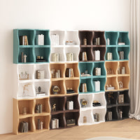 Nordic Curved Grid Bookshelf Free Combination Storage Rack Living Room Staircase Bay Window Organizer