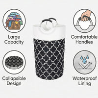 Large Capacity Foldable Laundry Hamper with Aluminum Handles, Collapsible Dirty Clothes Basket for Storage
