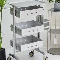 Professional Aluminum Alloy Salon Trolley Cart with Storage and Dryer Holder for Hairdressing and Beauty