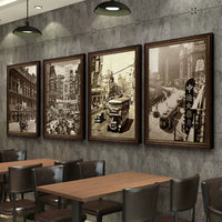 Old Shanghai Street Scene Black and White Wall Art for Restaurants and Home Decor