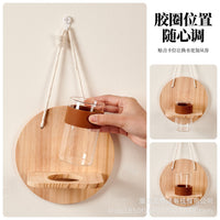 Creative Hanging Hydroponic Planter with Rope and Wooden Mount for Indoor Plants