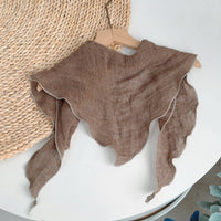 Linen Cotton Blend Solid & Printed Triangle Scarf Shawl for Neck Protection
