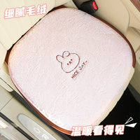 Cute Cartoon Plush Car Seat Cushion Set for Winter - Thickened Warm Seat Cover