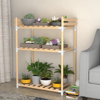 Multi-Tier Wooden Plant Stand for Indoor and Balcony Use