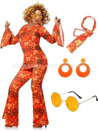 70s 80s Hippie Halloween Costume Set with Paisley Print