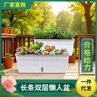 Self-Watering Rectangular Planter for Succulents & Vegetables, Breathable Lightweight Indoor/Outdoor Herb Garden Pot