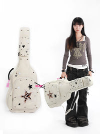 Leopard Star Pattern Padded Guitar Gig Bag for Acoustic Electric Bass Guitars 36-41 Inch