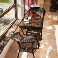 Outdoor Rattan Wicker Patio Bistro Set with Chairs and Coffee Table, Waterproof Garden Furniture