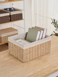 Hand-Woven Paper Rope Storage Baskets for Desk and Home Organization