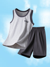 Boys' Cotton Sleeveless Pajama Set for Summer, Thin Breathable Homewear for Kids