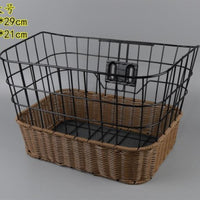 Vintage Woven Bicycle Basket for Front Handlebar or Rear Rack, Large Capacity Storage