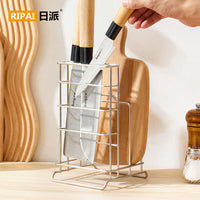 Stainless Steel Knife Block and Cutting Board Holder with Lid Rack for Kitchen Countertop Organization