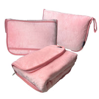 Travel Flannel Blanket with Pillow Bag, 2-in-1 Foldable Car and Airplane Throw