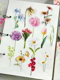 100 Sheets Vintage Botanical Flower Clear Stickers for Journaling, Decorating, and DIY Crafts