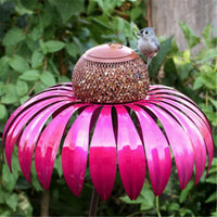 Outdoor Metal Hummingbird Feeder with Flower Design for Garden Patio