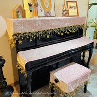 Pink Gold Star Piano Dust Cover Set for Upright Pianos