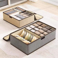 Drawer-Style Lidded Underwear and Socks Organizer Box with Dividers