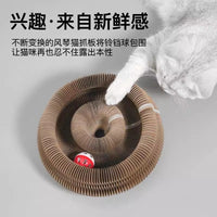 Accordion Cat Scratcher Toy with Magnetic Foldable Design and Corrugated Cardboard