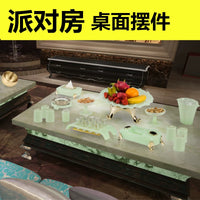 Acrylic Fruit Plate Set with Microphone Stand for KTV Bar Party Room Table Decor