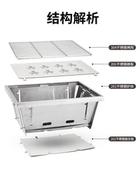 IGT Outdoor Camping BBQ Grill Foldable Stainless Steel Stove for Picnics and Tea