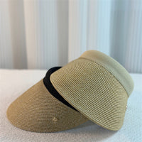 Women's Straw Sun Visor Hat UV Protection Wide Brim Outdoor Beach Cap