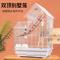 European Style Double Roof Villa Bird Cage for Parrots and Breeding Birds