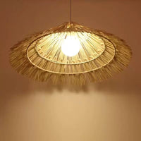 Retro Straw Hat Chandelier for Restaurants and Commercial Spaces