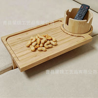 Wooden Sofa Caddy Tray for Couch Gap Storage, Remote Control Holder and Cup Holder