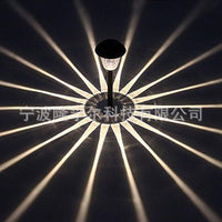 Solar Powered Lawn Shadow Light with Striped Lampshade for Garden Pathway Decoration