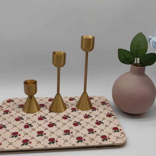 European Style Metal Candlestick Holders for Dining Table Wedding Decor, Set of 3