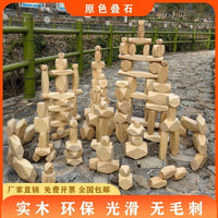 Colorful Wooden Stacking Stones Building Blocks for Kids