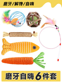Catnip Cat Toys Set with Interactive Wand, Mice, and Chew Sticks for Self-Amusement and Dental Health