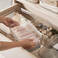 Clear Wardrobe Organizer Box with Dividers for Underwear and Clothing Storage