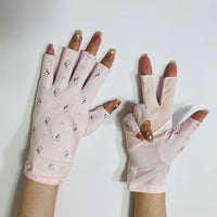 Women's Half-Finger Cotton Driving Gloves UV Protection Non-Slip Breathable
