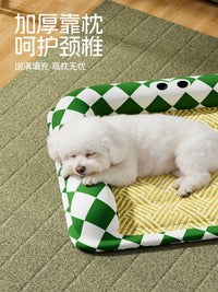 Pet Cooling Mat with Neck Support for Small to Medium Dogs and Cats, Washable and Waterproof