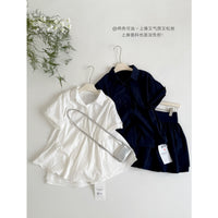 Women's Summer Two-Piece Set White Moonlight Shirt and Skirt