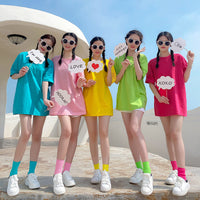 Dopamine Candy Color T-Shirt Set for Friends Group Travel Performance Loose Fit