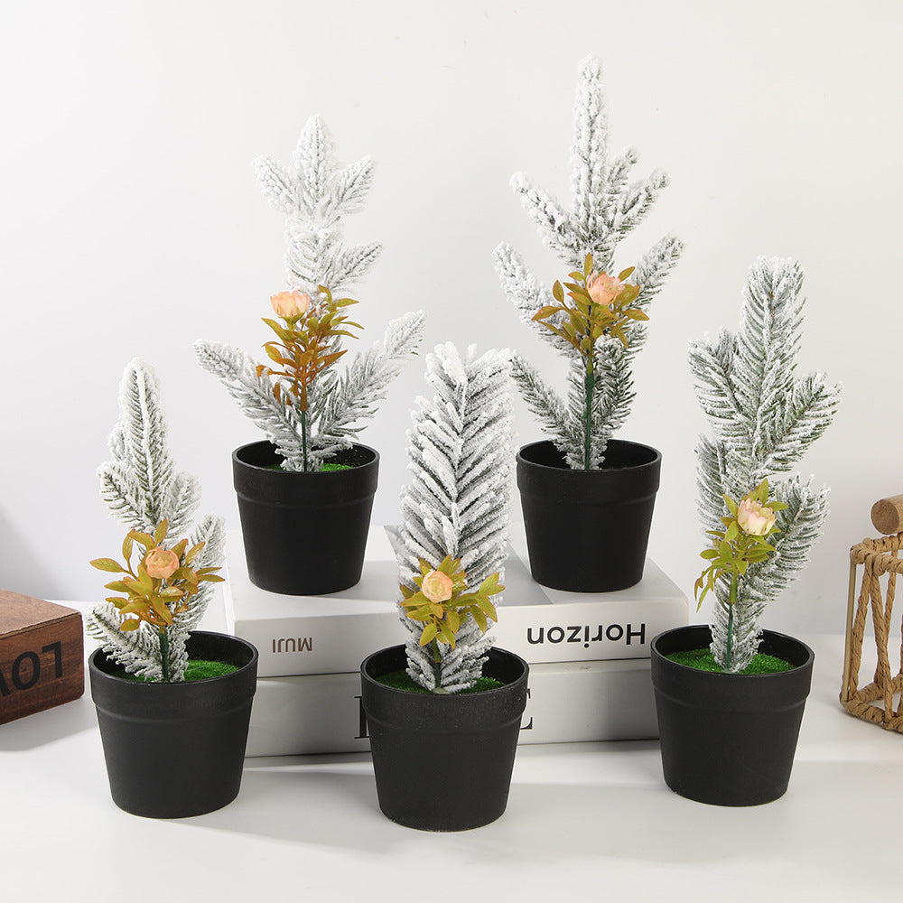 Mini Artificial Potted Plants for Christmas & Party Decor