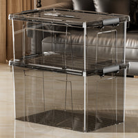 Transparent Storage Bins with Handles for Clothes, Books, Snacks and Home Organization