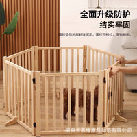 Wooden Pet Playpen for Small to Medium Dogs and Cats, Foldable Indoor Barrier Gate, Anti-Escape Fence