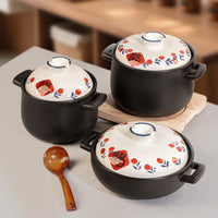 Jingdezhen Ceramic Casserole Pot for Soup, Hand-Painted New Chinese Style Claypot, Gas Stove & Induction Cooker Compatible
