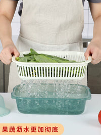 Double-Layer Kitchen Sink Strainer Basket with Lid for Washing Vegetables and Fruits, Dish Drainer and Storage