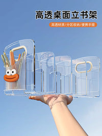 Acrylic Desktop Bookends and Organizer with Pen Holder for Office and Dorm
